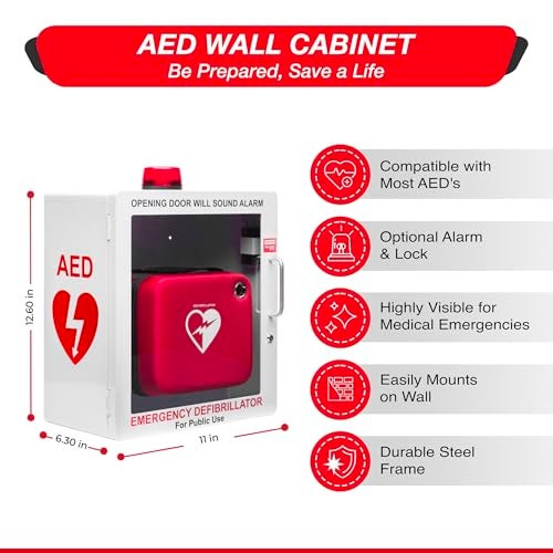 OVERDOSE KITS AED Defibrillator Wall Mount Cabinet | Optional Alarm & Lock | Durable Steel Frame | Fits Most Brands of AED's for Public Spaces or Home (White)(AED NOT Included) - Image 3