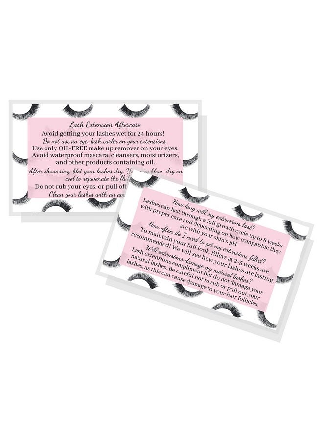 SegMiniSmart - Lash Extension Aftercare Cards 50 Pack Eyelash Extension Supplies Lash Print & Pink Design Size 3.5 X 2 Inches After Care (23 Week Fillers) - Image 1