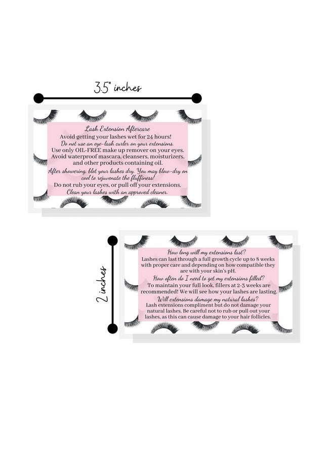SegMiniSmart - Lash Extension Aftercare Cards 50 Pack Eyelash Extension Supplies Lash Print & Pink Design Size 3.5 X 2 Inches After Care (23 Week Fillers) - Image 1