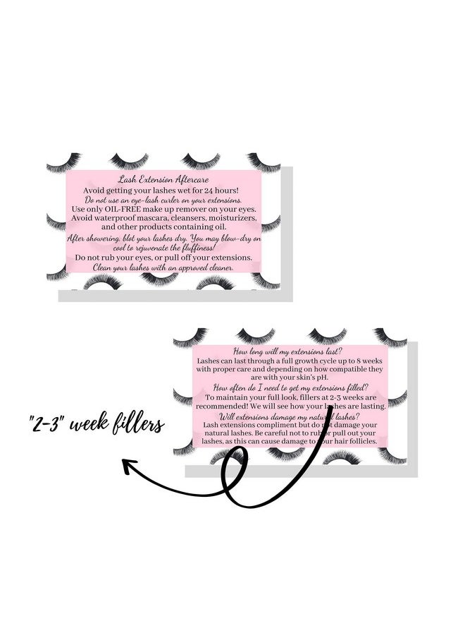 SegMiniSmart - Lash Extension Aftercare Cards 50 Pack Eyelash Extension Supplies Lash Print & Pink Design Size 3.5 X 2 Inches After Care (23 Week Fillers) - Image 1