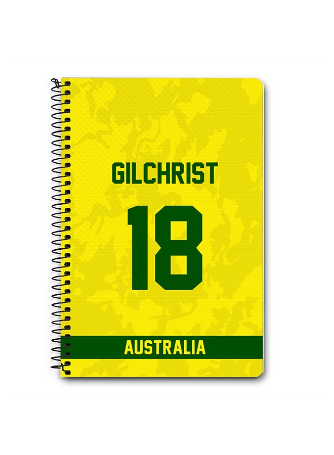 Stylizedd Designer A5 Spiral Notebook Memo Notepad Journal Player - Adam Gilchrist, Jersey Number -18 - Image 1