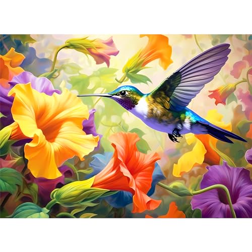 VOLUVOLU 500 Piece Puzzle for Adults Jigsaw PuzzlesFlower Hummingbird Jigsaw Puzzles 500 Pieces Birthday Party for Family Adults Funny Puzzle - Image 1