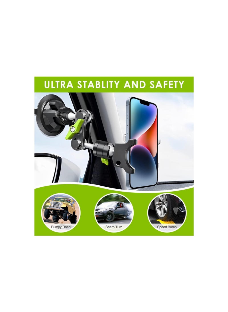 Generic - Suction Cup Holder Phone Mount Car 360° Rotating,Universal Ball Head Arm for Phone Car Holder Video Recording Vlog Ballhead Magic Arm Cell Phone for Car Dashboard Windshield Vehicle Sunroof (Black) - Image 1