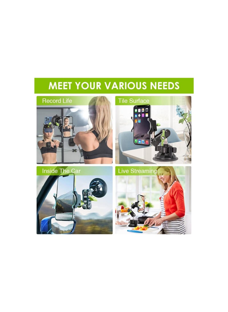 Generic - Suction Cup Holder Phone Mount Car 360° Rotating,Universal Ball Head Arm for Phone Car Holder Video Recording Vlog Ballhead Magic Arm Cell Phone for Car Dashboard Windshield Vehicle Sunroof (Black) - Image 1