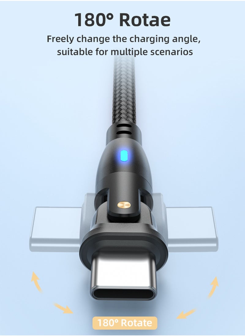 infino كابل USB-A إلى USB-C [عبوة من قطعتين، 3.3 قدم] - شحن سريع 3 أمبير، تصميم بزاوية دوران 180 درجة ومستقيم، لأجهزة iPhone وSamsung والأجهزة من النوع C - أسود  - Image 5