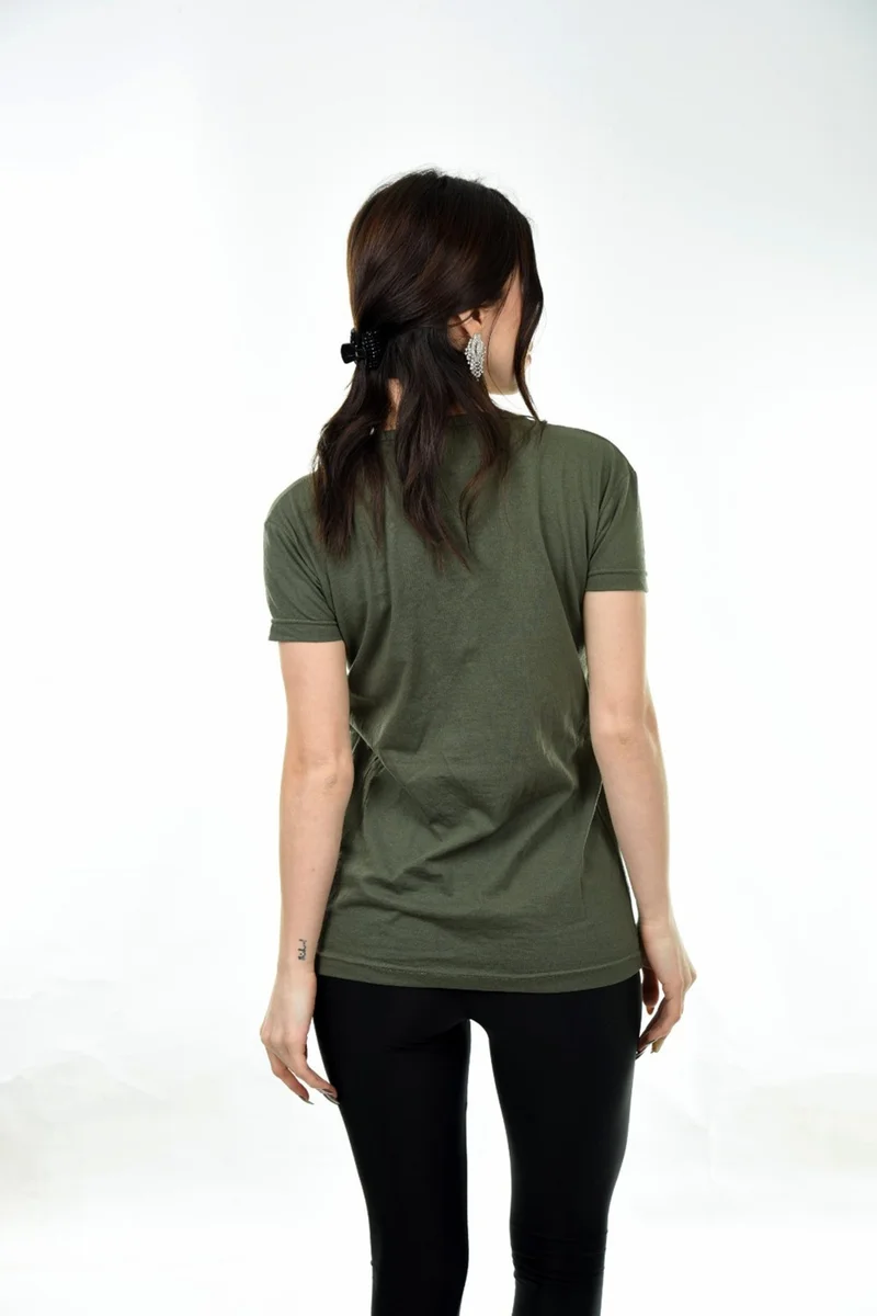 بيليفانتي كولكشن Women's Basic Crew Neck Short Sleeve T-Shirt Khaki