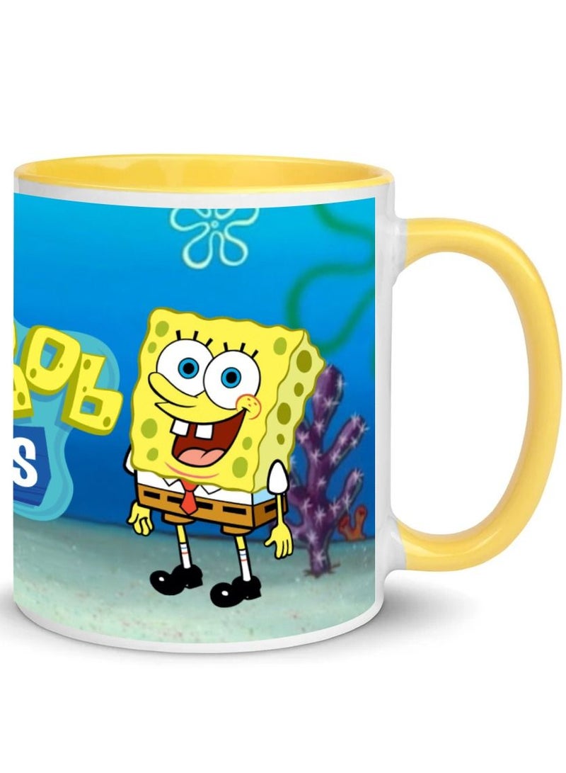إم إي سي سبونجبوب سكوير بانتس كوب قهوة مطبوع للأطفال لون أصفر 11 أونصة - Image 1