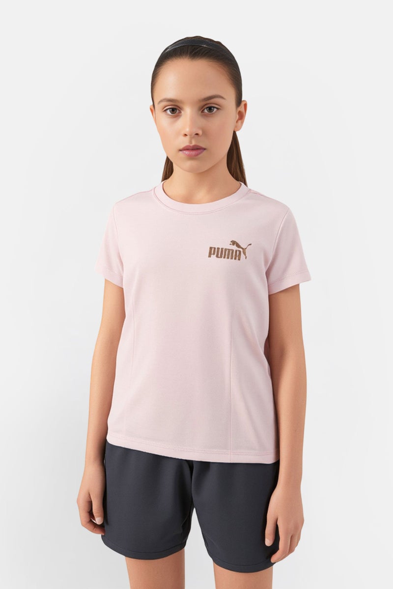 PUMA Kids Girls Sportswear Fit Short Sleeve Training T-Shirt, Pink - Image 1