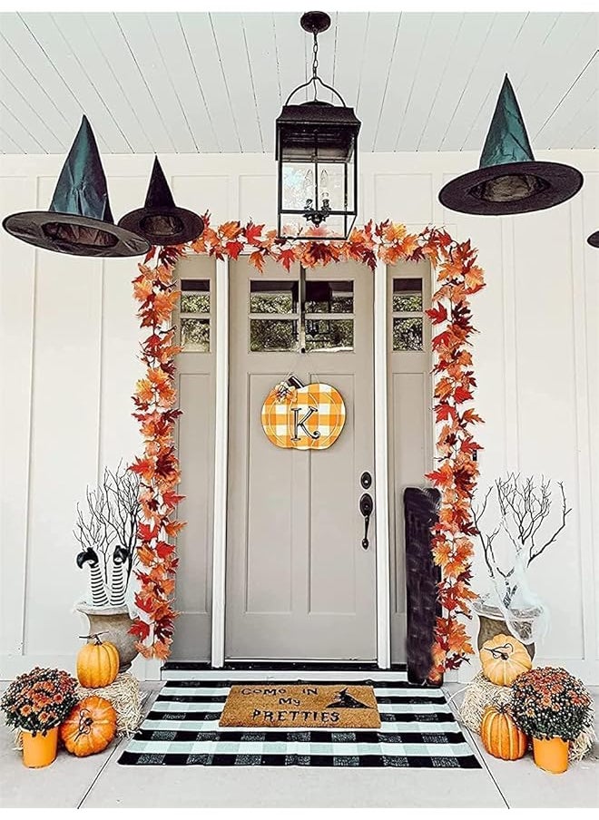erorex 2 Pack Fall Decor Maple Leaf Artificial Autumn Decoration Halloween Garland Artificial Hanging Autumn Foliage Can Be Used For Home Fireplace Mantle Front Door Thanksgiving Decor  - Image 2