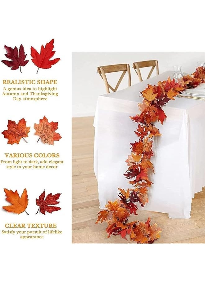 erorex 2 Pack Fall Decor Maple Leaf Artificial Autumn Decoration Halloween Garland Artificial Hanging Autumn Foliage Can Be Used For Home Fireplace Mantle Front Door Thanksgiving Decor  - Image 3