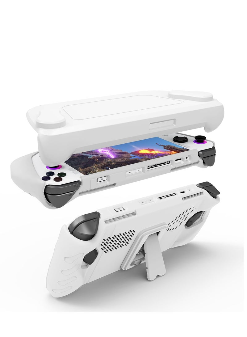 Full Protective Case for Asus Rog Ally 7 2023, For Rog Ally Case with Detachable Front Shell Cover, Kickstand Protector Case, Non-slip  anti-Scratch, Frosted Handheld Design (White) - Image 1