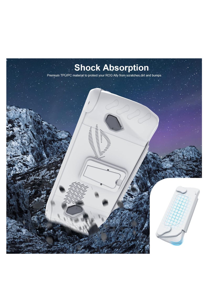 Full Protective Case for Asus Rog Ally 7 2023, For Rog Ally Case with Detachable Front Shell Cover, Kickstand Protector Case, Non-slip  anti-Scratch, Frosted Handheld Design (White) - Image 5