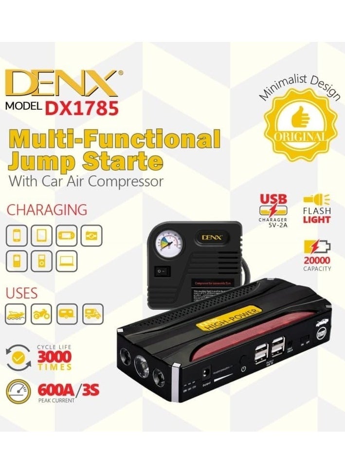 Denx Denx DX1785 portable battery with car subscription for the car with a power of 20000 mAh + multi-use air blower  - Image 3