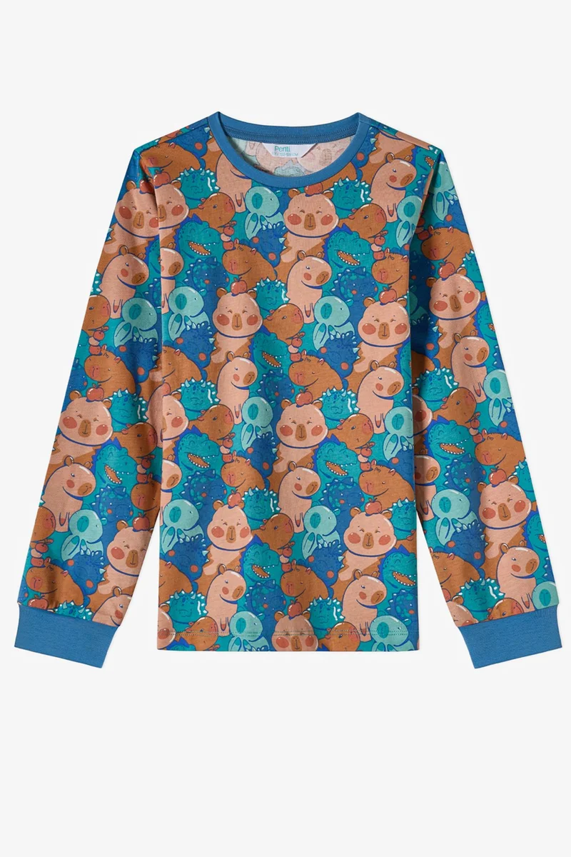 Penti Multicolor PENTI Boys' Capy&dino Together Cotton Long Sleeve Pajama Set for Men | Best Price UAE