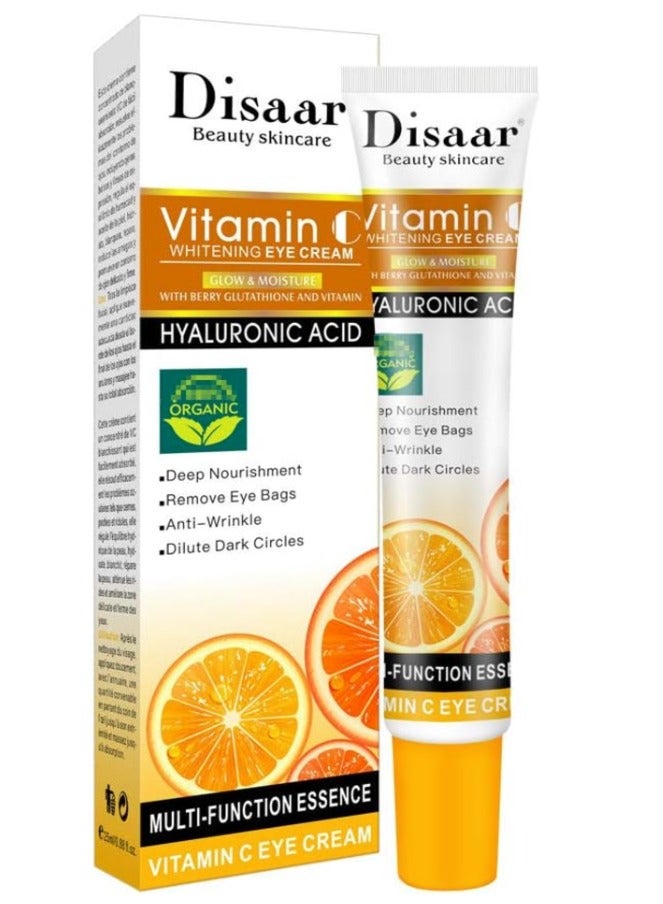 Disaar Anti-aging Anti Wrinkle Vitamin C Hyaluronic Acid Deep Nourishment Whitening Eye Cream - 25ml - Image 1