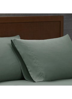 London Fog London Fog – Garment Wash Solid Twin 4 Piece Sheet and Pillowcase Set – Soft Microfiber Fabric – Green  - Image 3