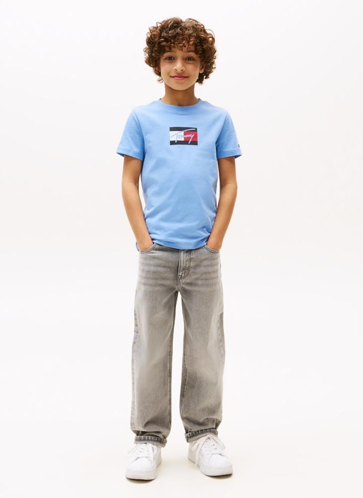 تومي هيلفيغر تيشيرت أطفال بطبعة علم برسومات - Image 3