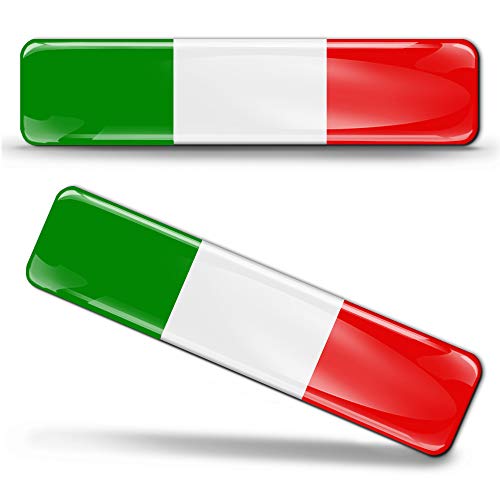 SkinoEu 2 x 3D Domed Silicone Stickers Decals Italy National Italian Flag Car Motorcycle Helmet F 13 - Image 1