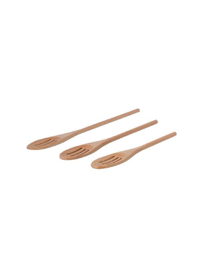 Chef Craft 3-Piece Dishwasher Safe Wooden Slotted Spoon Set Brown 40.64 x 10.16 x 3.18 cm 20985 - Image 1