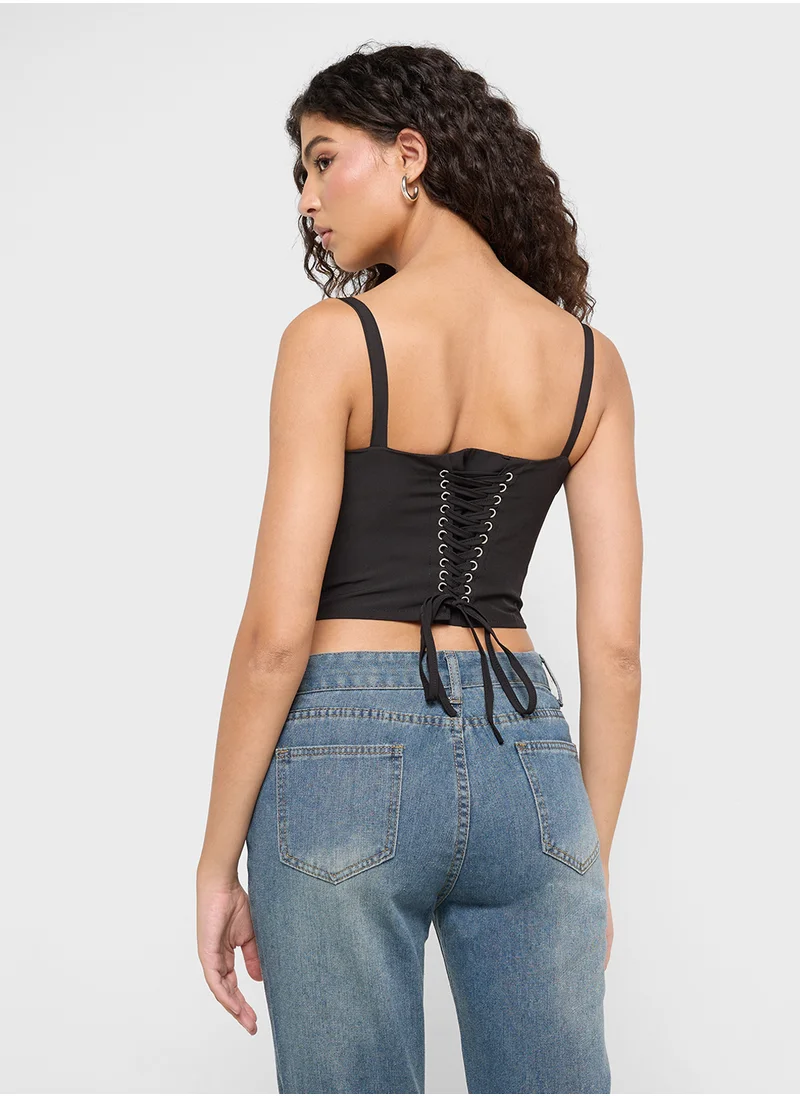 جينجر Lace Detail Corset Top
