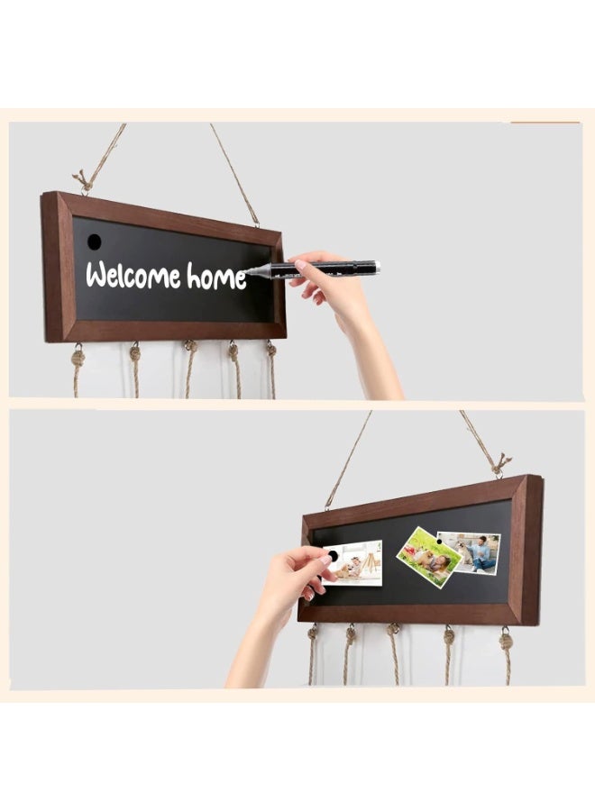 Relex Picture Frames Collage, Photo Hanging Display with Blackboard and 30 Clips Carbonized, Picture Board Wood Rustic Frames for Wall Decor and Dorm Room Decor - Image 4