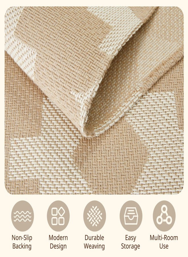MatEssenz 2x4 Washable Runner Rug, Boho Geometric Woven Entryway Mat, Pet Friendly Small Accent Rug for Hallway, Kitchen & Laundry Room, Neutral Decor, Beige - Image 5