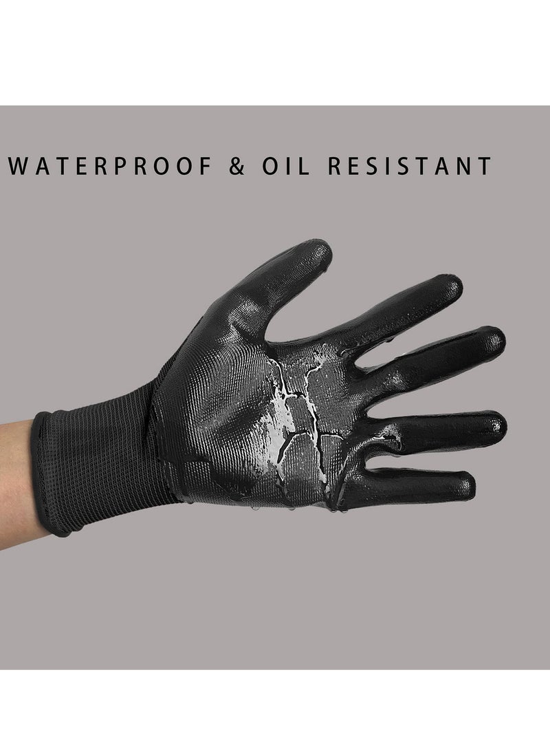 12-Pair Rubber Coated Work Gloves: Anti-Slip, Oil-Resistant for Mechanics  Gardening - Breathable Design for Men and Women, Perfect for All Tasks - Image 3