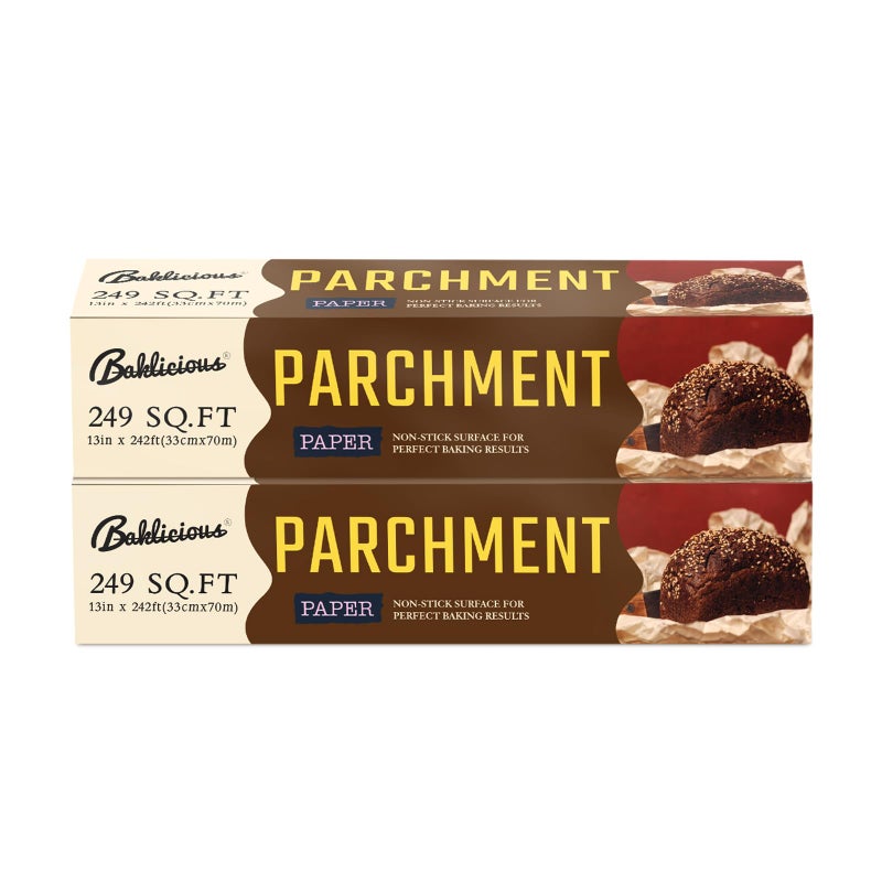 Unbleached Parchment Paper Roll for Baking 2 Pack of 13 In X 242 Ft Nonstick Baking Paper Food Grade Cooking Papers For Bread Cookies Heat Press Pans Oven Air Fry
