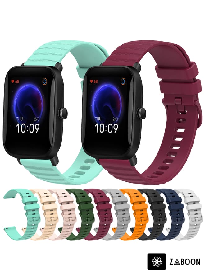 Zaboon Watch Band For Amazfit Pop Pro 20mm Wavy Dot Pattern Solid Color Silicone - Image 3