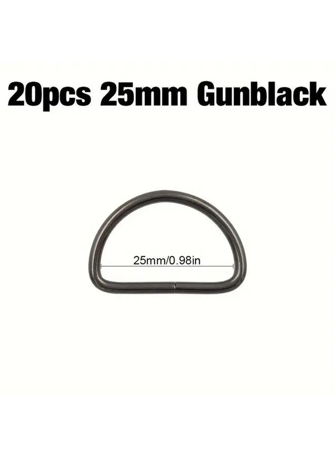 20pcs Gun Black 25mm Metal D Buckle - Image 1