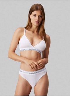 CALVIN KLEIN Women's Triangle Bra - Icon Cotton Modal - Cotton Blend, White  - Image 2