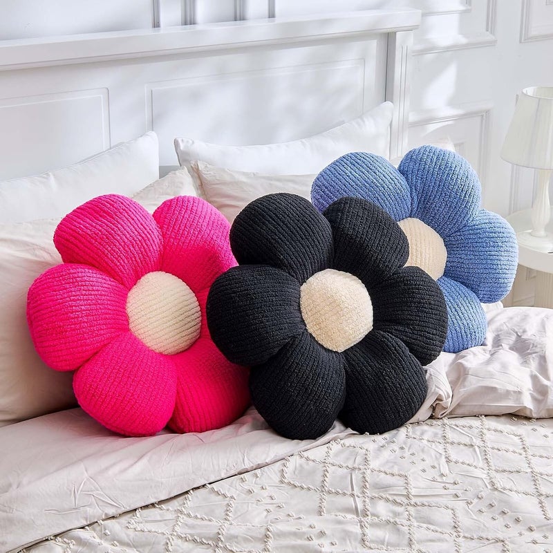 VBGYA Blue Flower Decorative Throw Pillows, Cute Daisy Shaped Plush Aesthetic Pillow, Soft 19.6" Floor Seat Cushion - Image 2