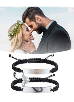 Personalized Braided Couples Bracelet：Custom Name Promise Words Engraved Bracelets Attraction Relationship Bracelets for Him and Her Couples Friendship Best Friend Boyfriend And Girlfriend