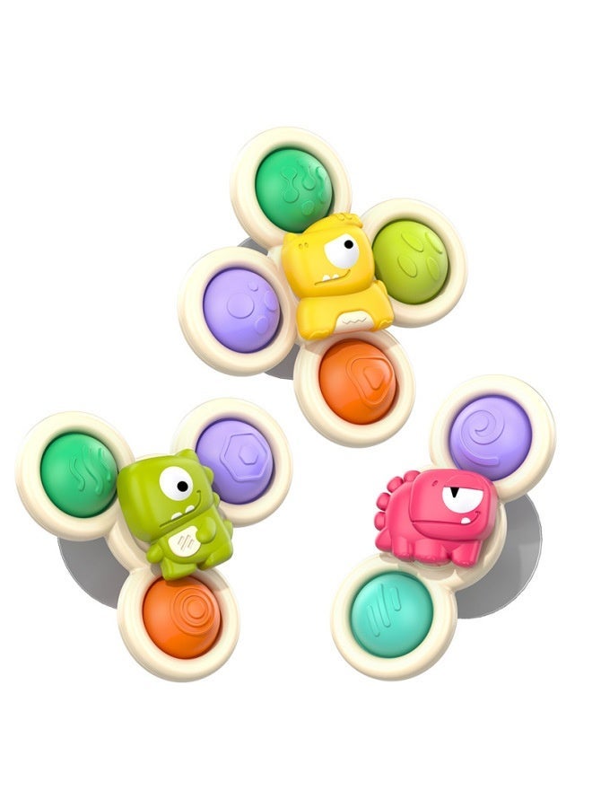 Dinosaur Suction Spinner Teether Toy - Food Grade Silicone Baby Toy, Cartoon Table Chair Educational Early Learning Toy - Image 1