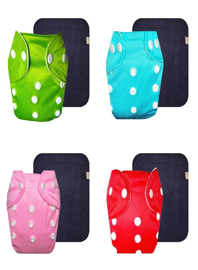 حفاضات قماشية دمبلدو لايت مع حشوة رمادية (عبوة من 4) | مضادة للحساسية | مانعة للتسرب | أزرار كبس قابلة للتعديل | مصممة من قبل الأمهات | من 3 أشهر إلى سنتين | للجنسين - Image 1