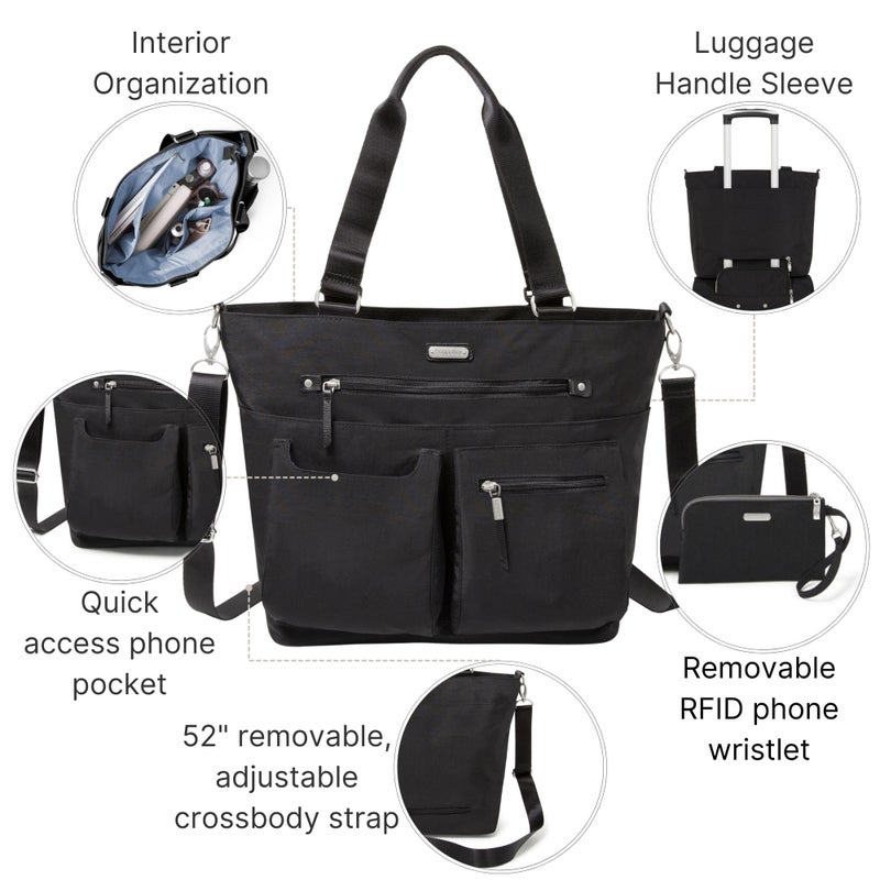 Baggallini Any Day Tote with RFID Phone Wristlet - Adjustable Crossbody Tote Bag for Women - Lightweight Travel Bag - Image 3