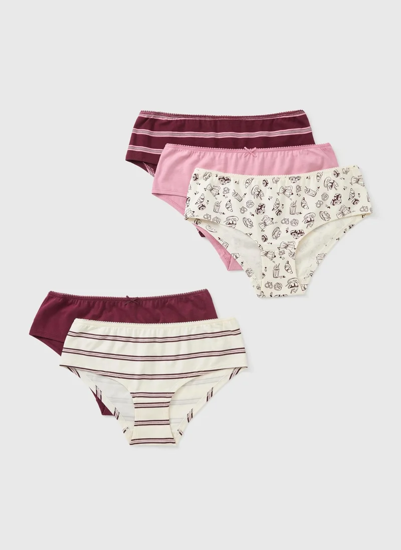 Matalan 5 Pack Plum Coffee Club Short Knickers