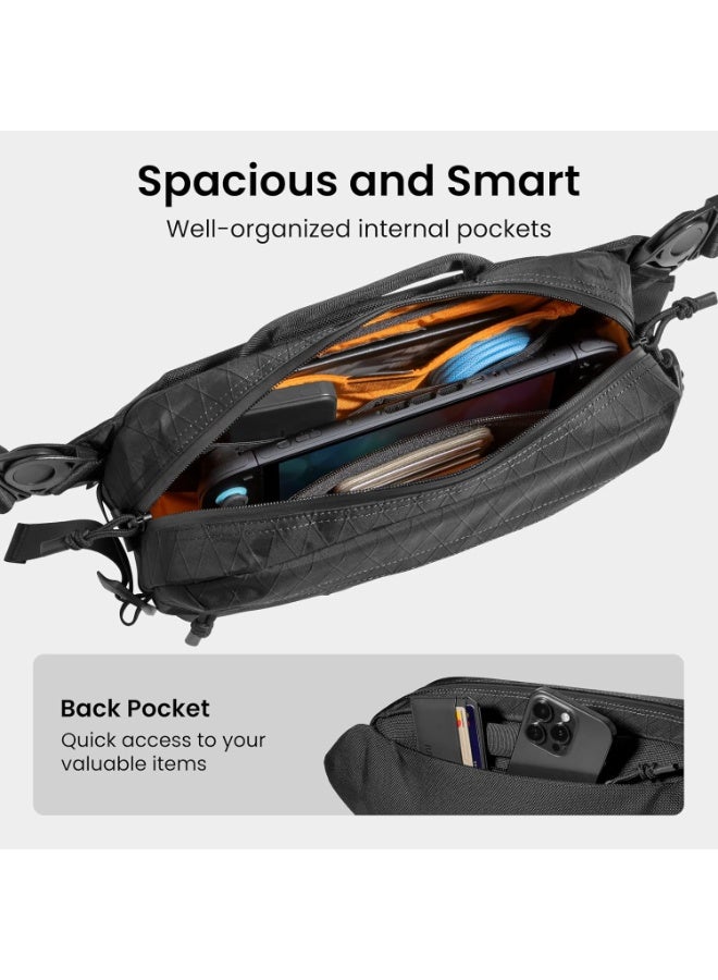 Tomtoc Wander-T26 X-Pac 5.5L Daily Sling Bag – Waterproof Tech & Gaming Crossbody Bag for 8.3” iPad Mini, Steam Deck/OLED, Nintendo Switch 2, ROG Xbox Ally/ROG Ally X, Nintendo Switch/OLED - Image 4