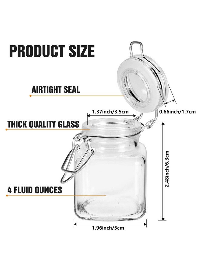 SPANLA Spice Jars, 12 Pack 4oz Small Glass Jars with Airtight Hinged Lid, With 12 Spice Labels & Silicone Funnels, Airtight Glass Jars for Spices, Art Craft Storage (12 Pack) - Image 1