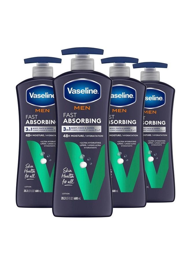 Vaseline Men Hand & Body Lotion Healing Moisture 4 Ct For Dry Or Cracked Skin Nongreasy 20.3 Oz  - Image 1
