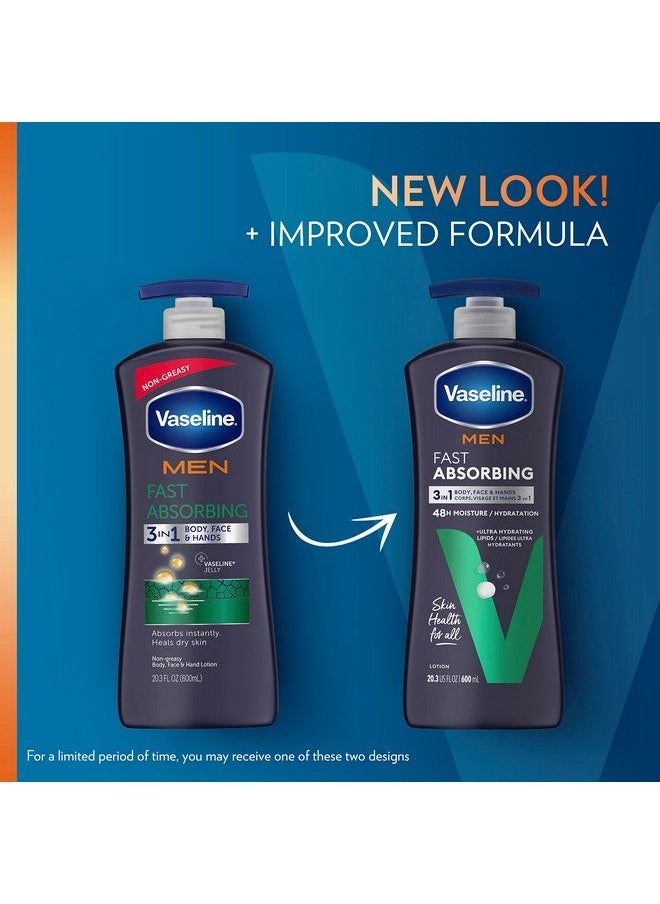 Vaseline Men Hand & Body Lotion Healing Moisture 4 Ct For Dry Or Cracked Skin Nongreasy 20.3 Oz  - Image 3