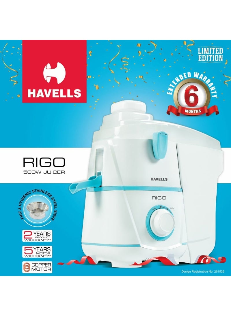 هافلز عصارة هافيلز ريجو ٥٠٠ واط مع مصفاة من الفولاذ المقاوم للصدأ - استخلاص عصير عالي وضمان لمدة عامين - Image 1