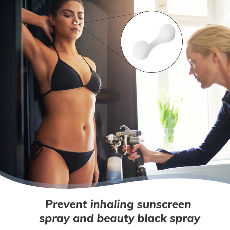 Tondiamo 100 Pieces Nose Plug Filter Disposable Nose Filter Sponge for Women Men Sunless Spray Tanning Outdoor Dust Construction Areas(White) - Image 4