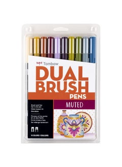 Tombow Tombow 56186 Dual Brush Pen Art Markers, Muted, 10-Pack. Blendable, Brush and Fine Tip Markers  - Image 1