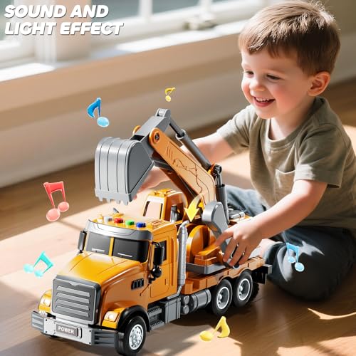 JUKUDAHU Excavator Toys for Boys Aged 35 46 Play Excavator with Light and Sound Toy Truck Construction Vehicles Cars for Kids 34 47 Years Old Birthday Gift for Girls Toddlers 35 - Image 5