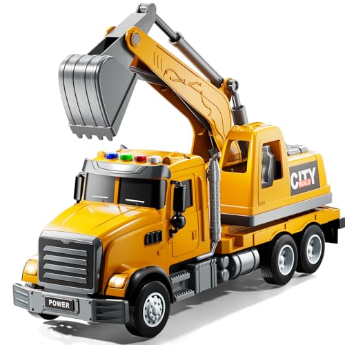 JUKUDAHU Excavator Toys for Boys Aged 35 46 Play Excavator with Light and Sound Toy Truck Construction Vehicles Cars for Kids 34 47 Years Old Birthday Gift for Girls Toddlers 35 - Image 1