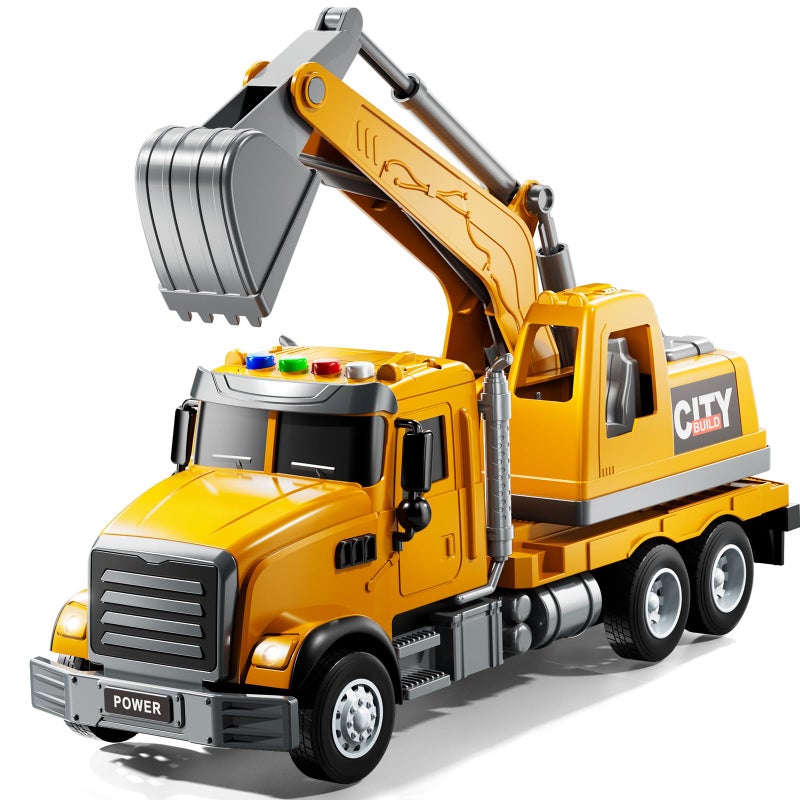 JUKUDAHU Excavator Toys for Boys Aged 35 46 Play Excavator with Light and Sound Toy Truck Construction Vehicles Cars for Kids 34 47 Years Old Birthday Gift for Girls Toddlers 35 - Image 3