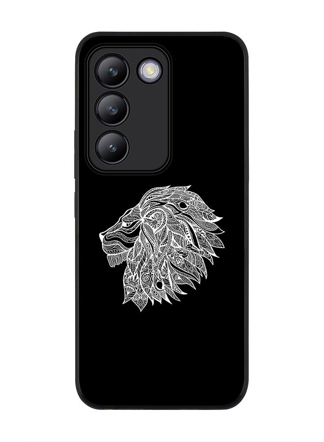 Stylizedd Rugged Black edge case for Vivo V30 Lite 5G, Slim fit Soft Case Flexible Rubber Edges Anti Drop TPU Gel Thin Cover -  Lion Abstract - Image 1