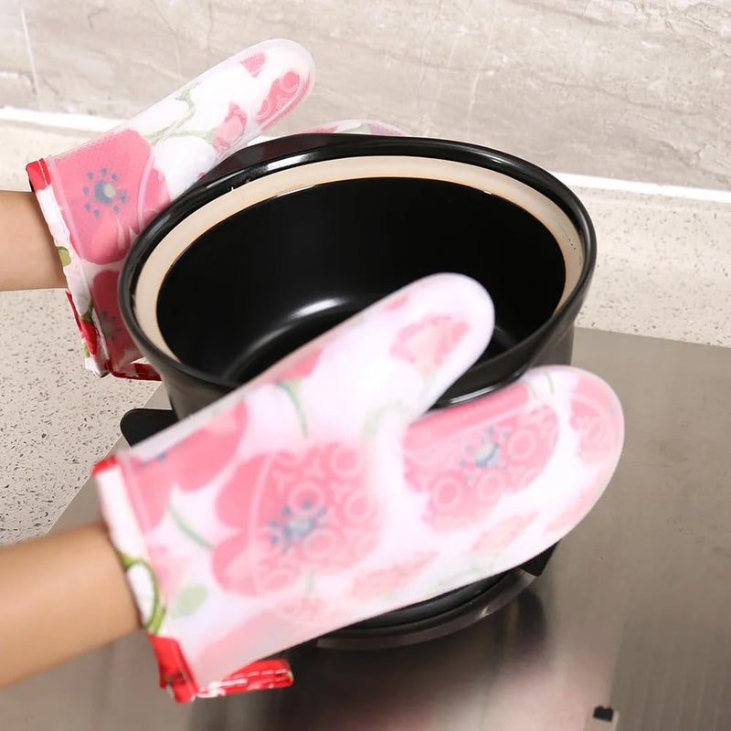 TGOPIT 1pcs CottonSilicone Kitchen Bakery Heat Resistant Silicone Glove Cooking Baking BBQ Oven Pot Holder Kitchen Gloves - Image 2