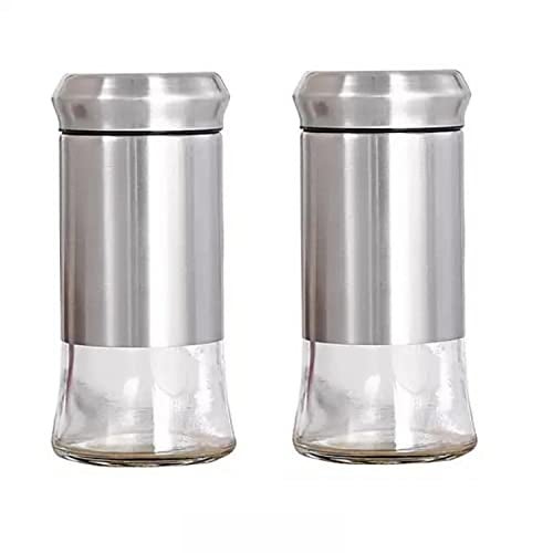 Agabani Salt Shaker for Professional Chef - Best Spice Mill Stainless Steel Salt and Pepper Shaker, Moisture-Proof Spice Dispenser, Holder Seasoning Condiment Set with Glass Bottom, (Pack of 2) - Image 2